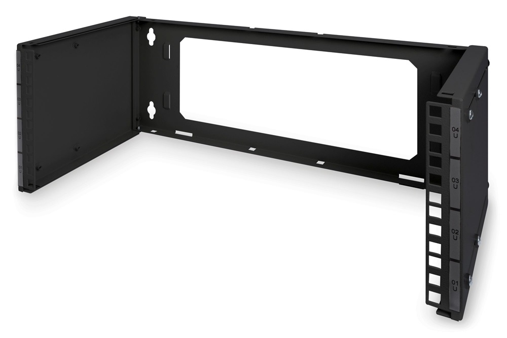DIGITUS 19" 4U 195x505x250mm nyitott fekete fali patch konzol