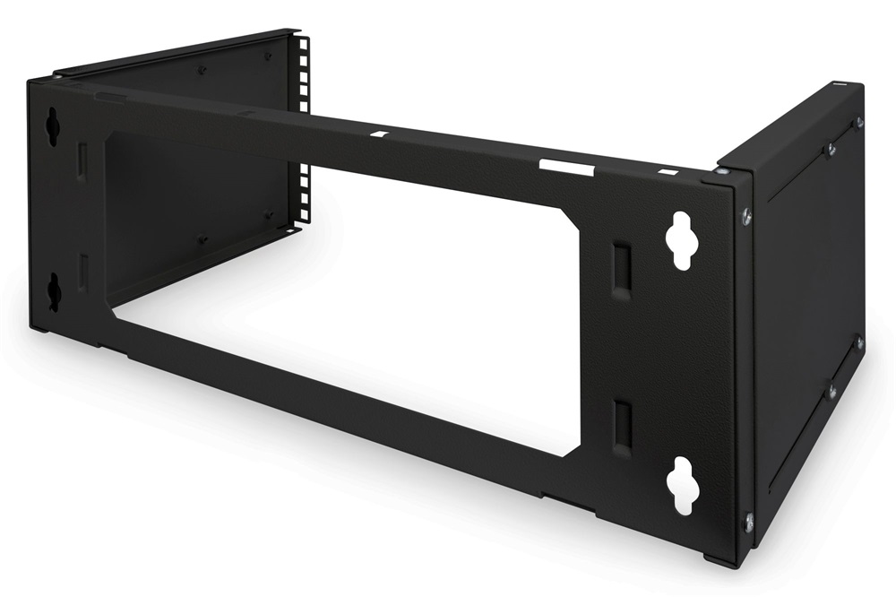 DIGITUS 19" 4U 195x505x250mm nyitott fekete fali patch konzol