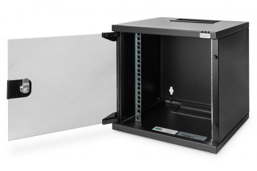 DIGITUS 19" 6U 330x312x300mm üvegajtós fekete fali rack szekrény