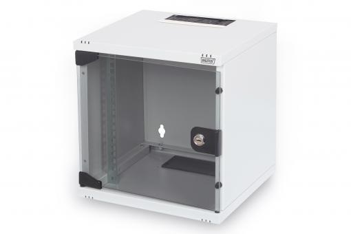 DIGITUS 10" 6U 330x312x300mm üvegajtós szürke fali rack szekrény
