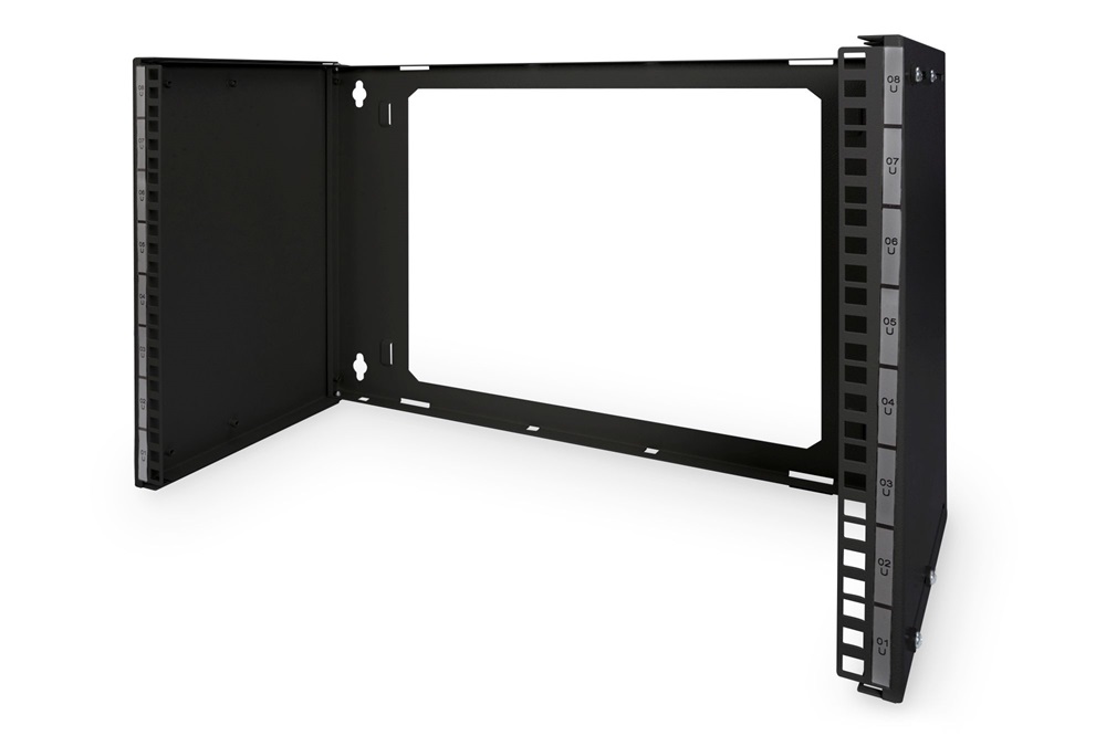 DIGITUS 19" 8U 372x505x250mm nyitott fekete fali patch konzol