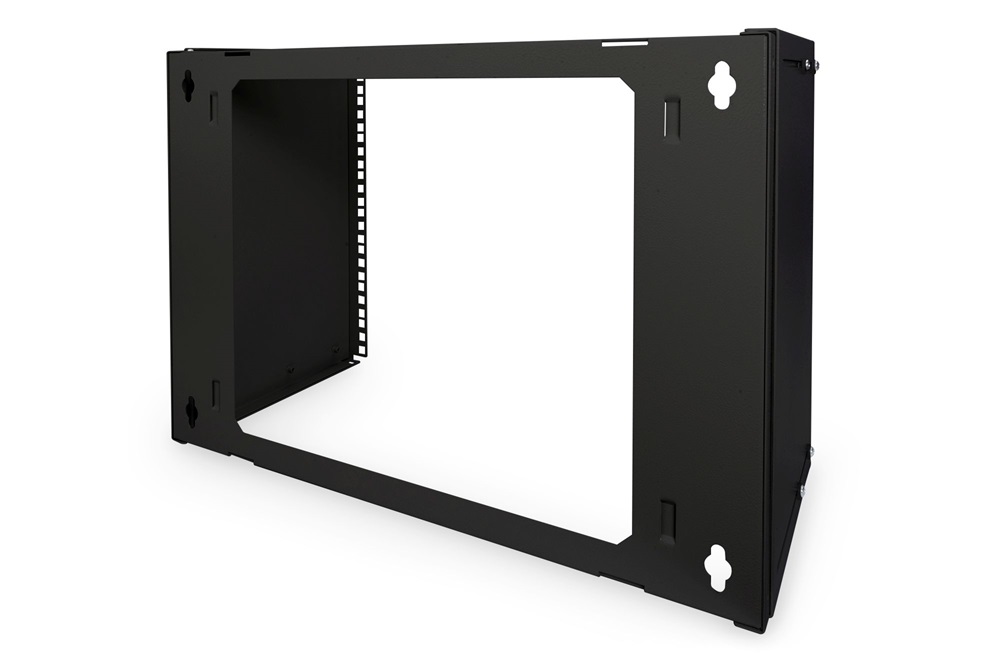 DIGITUS 19" 8U 372x505x250mm nyitott fekete fali patch konzol