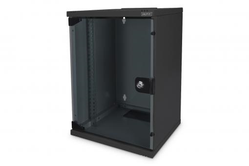 DIGITUS 19" 9U 464x312x300mm üvegajtós fekete fali rack szekrény
