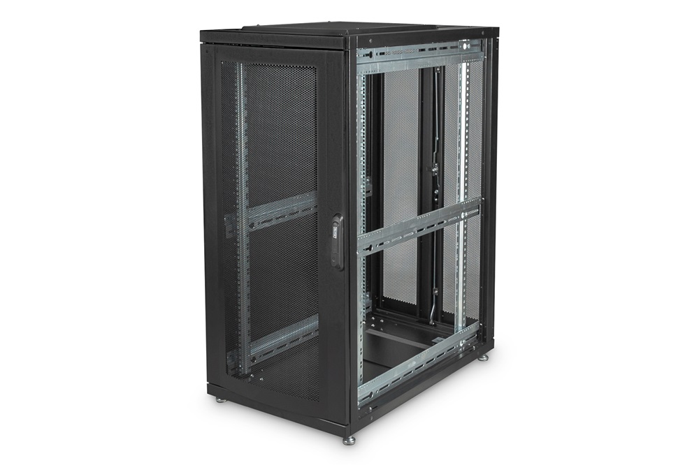 DIGITUS Server Rack Unique 19" 26U 1340x600x1000mm perforált ajtós fekete álló szerver rack szekrény