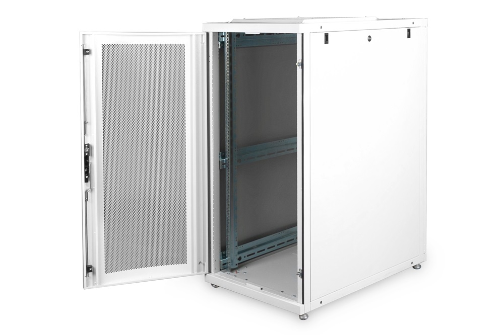 DIGITUS Server Rack Unique 19" 26U 1340x600x1000mm perforált ajtós szürke álló szerver rack szekrény