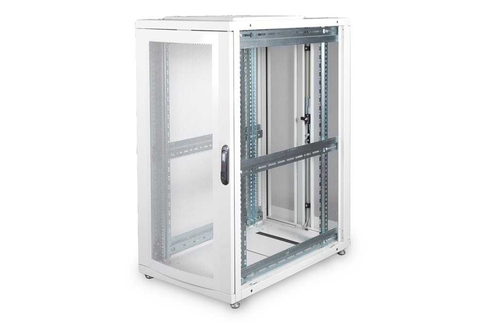 DIGITUS Server Rack Unique 19" 26U 1340x600x1000mm perforált ajtós szürke álló szerver rack szekrény