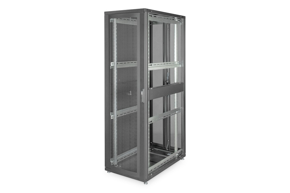DIGITUS Server Rack Unique 19" 42U 2050x600x1000mm perforált ajtós fekete álló szerver rack szekrény