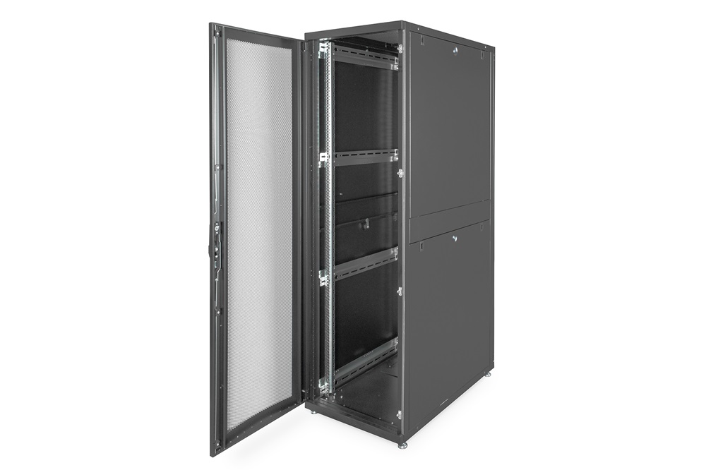 DIGITUS Server Rack Unique 19" 42U 2050x600x1000mm perforált ajtós fekete álló szerver rack szekrény
