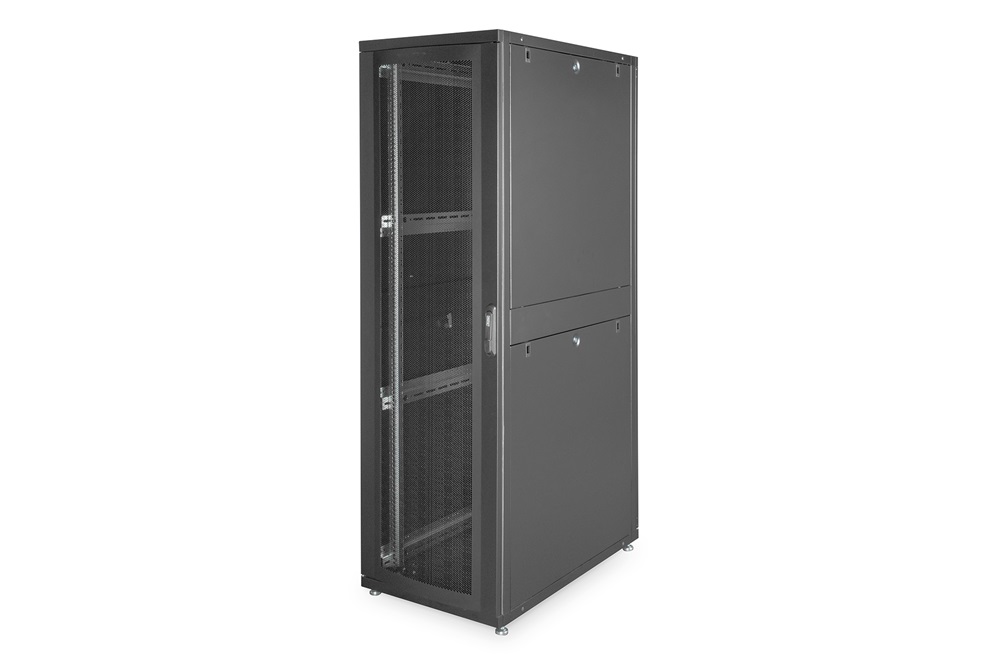 DIGITUS Server Rack Unique 19" 42U 2050x600x1000mm perforált ajtós fekete álló szerver rack szekrény