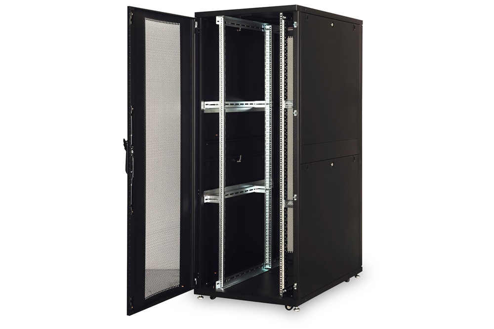 DIGITUS Server Rack Unique 19" 42U 2050x800x1200mm perforált ajtós fekete álló szerver rack szekrény