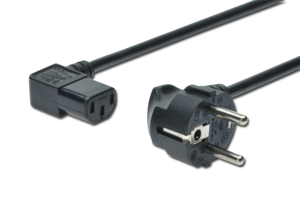 DIGITUS 250V 10A CEE 7/7 schuko 90 fok csatlakozó IEC C13 90 fok dugó 1,8m tápkábel