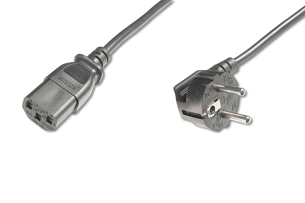 DIGITUS 250V 10A IEC C13 csatlakozó CEE 7/7 schuko 90 fok dugó 1,8m tápkábel