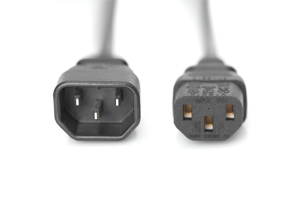 DIGITUS 250V 10A IEC C13 csatlakozó IEC C14 dugó 1,8m hosszabbító kábel