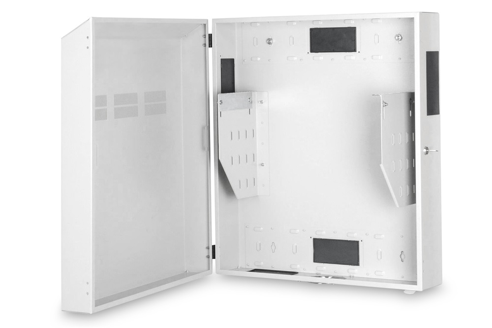 DIGITUS 19" 4U 800x640x220mm slim függőleges rögzítésű szürke fali rack szekrény