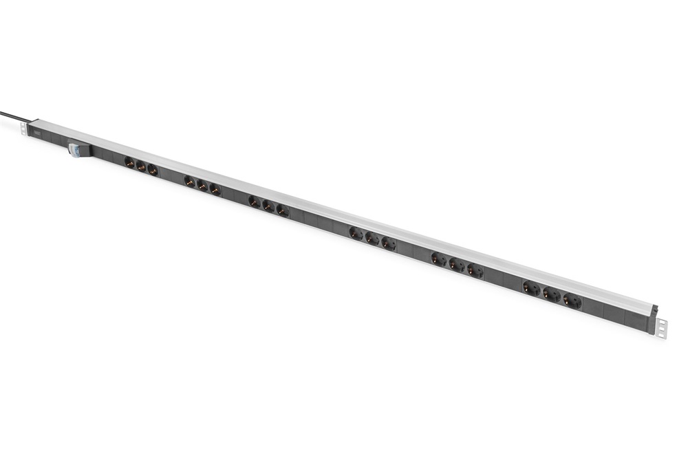 DIGITUS A-19-STRIP42-1 0U PDU 230V 16A 14xCEE 7/3 aljzat CEE7/7 csatlakozó megszakítóval 2M elosztósor
