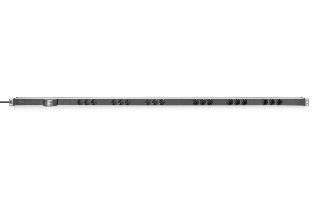 DIGITUS A-19-STRIP42-1 0U PDU 230V 16A 14xCEE 7/3 aljzat CEE7/7 csatlakozó megszakítóval 2M elosztósor