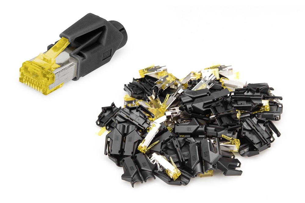 DIGITUS A-MO6A-8-8-HRS-10 CAT6A Hirose TM31 árnyékolt 8P8C RJ45 törésgátlós dugó 10db/csomag