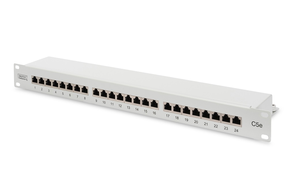 DIGITUS CAT5e 24port 19" 1U szürke árnyékolt Patch Panel