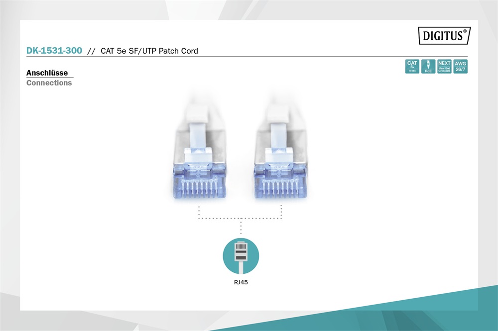 DIGITUS Cat.5e SF/UTP PVC 1m szürke patch kábel