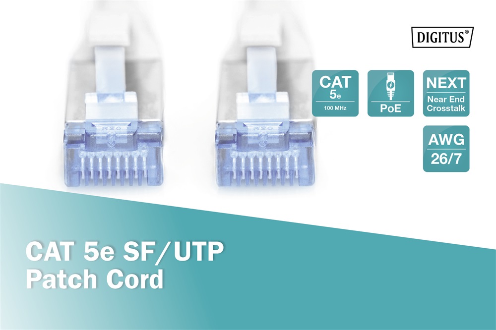 DIGITUS Cat.5e SF/UTP PVC 1m szürke patch kábel
