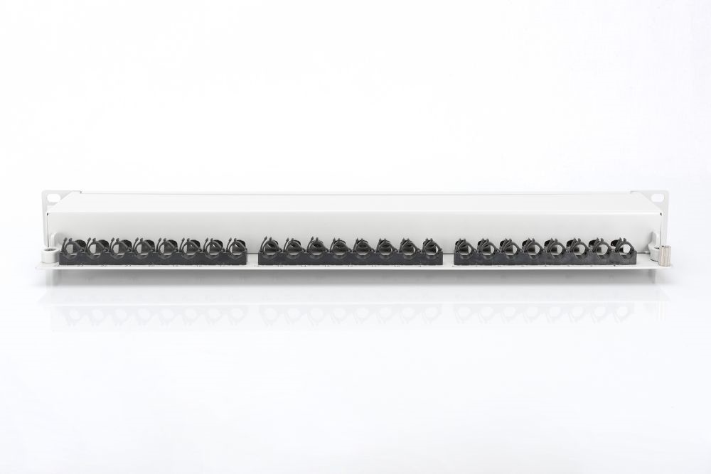 DIGITUS CAT6A 24port 19" 1U kompakt szürke árnyékolt Patch Panel