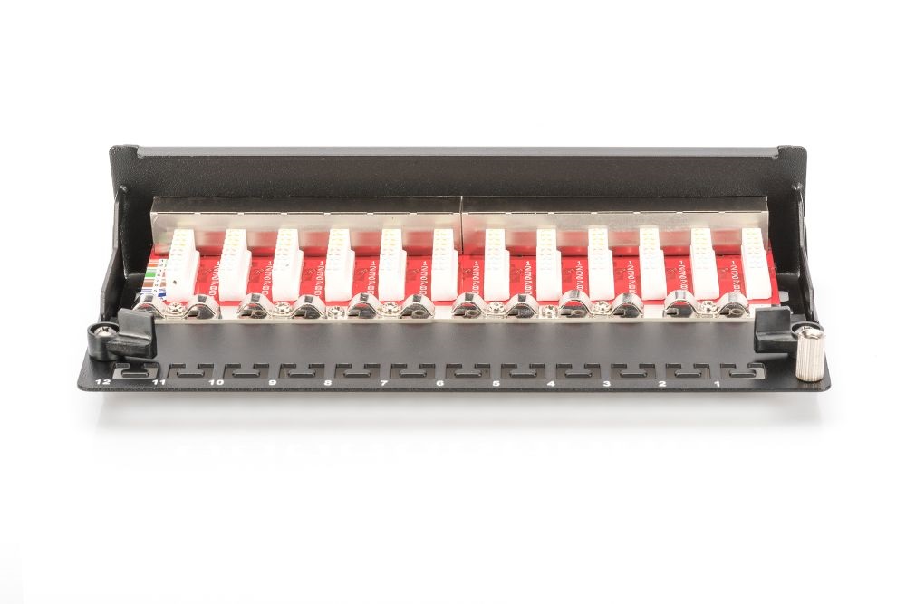DIGITUS CAT6A HD 12port asztali fekete árnyékolt patch panel