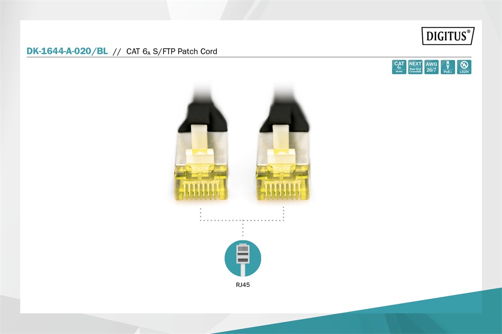 DIGITUS Cat.6A S/FTP LSZH 2m fekete patch kábel