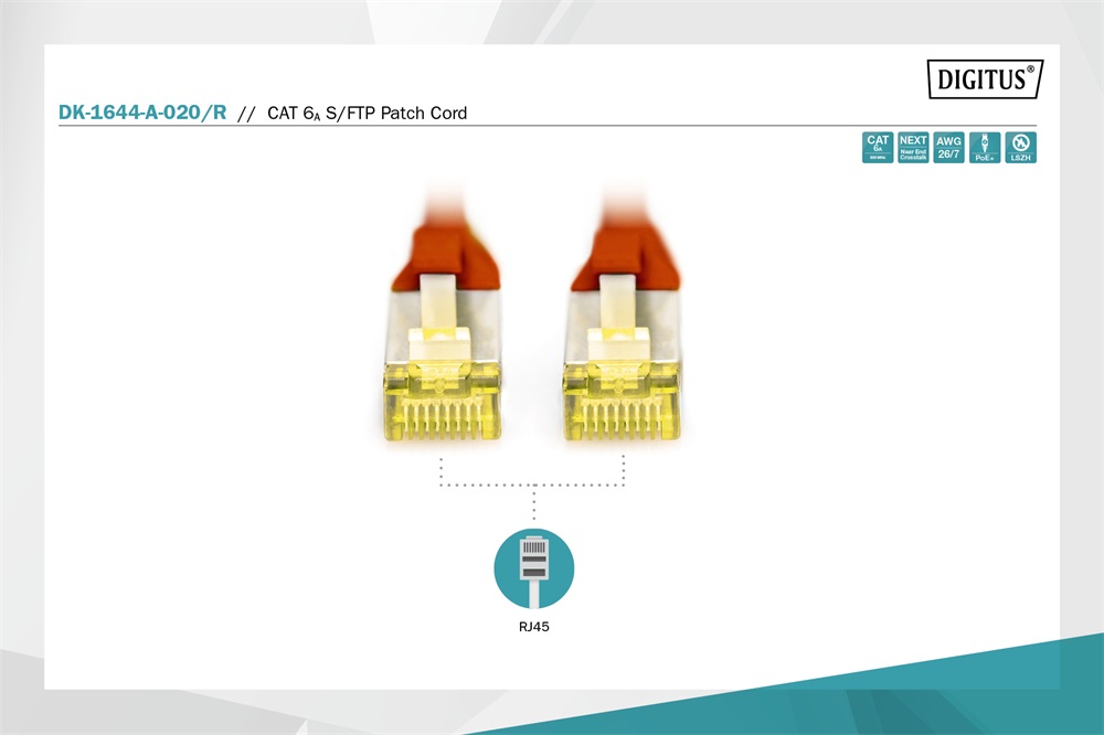 DIGITUS Cat.6A S/FTP LSZH 2m piros patch kábel