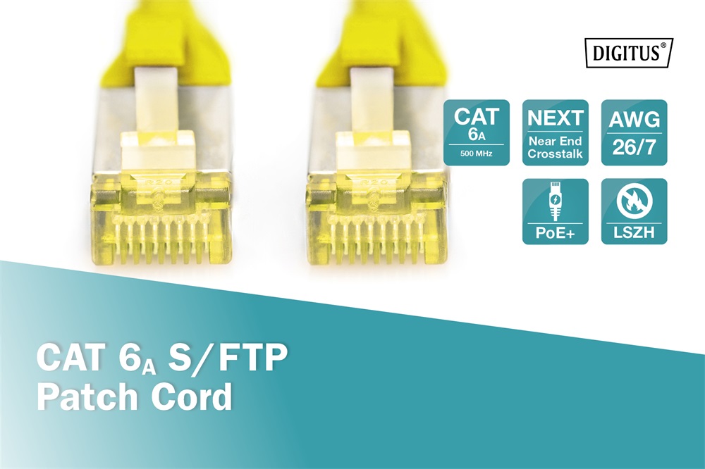 DIGITUS Cat.6A S/FTP LSZH 2m sárga patch kábel
