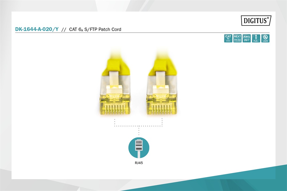 DIGITUS Cat.6A S/FTP LSZH 2m sárga patch kábel