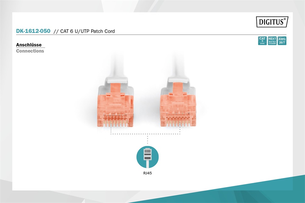DIGITUS Cat.6 U/UTP PVC 5m szürke patch kábel