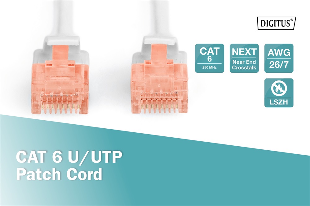 DIGITUS Cat.6 U/UTP LSZH 0,25m szürke patch kábel