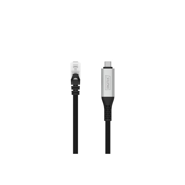 DIGITUS Cat.6A 1GbE RJ45 S/FTP LSZH USB 3.2 Gen1 type-C Ethernet kábel 15m