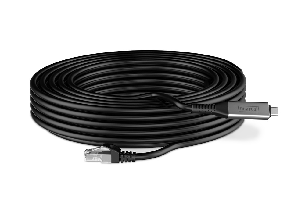DIGITUS Cat.6A 1GbE RJ45 S/FTP LSZH USB 3.2 Gen1 type-C Ethernet kábel 15m