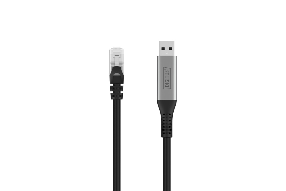 DIGITUS Cat.6A 1GbE RJ45 S/FTP LSZH USB-A 3.2 Gen1 Ethernet kábel 2m