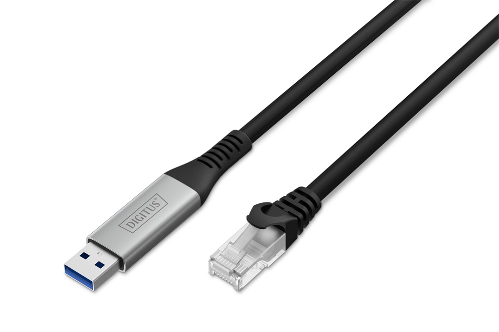 DIGITUS Cat.6A 1GbE RJ45 S/FTP LSZH USB-A 3.2 Gen1 Ethernet kábel 2m