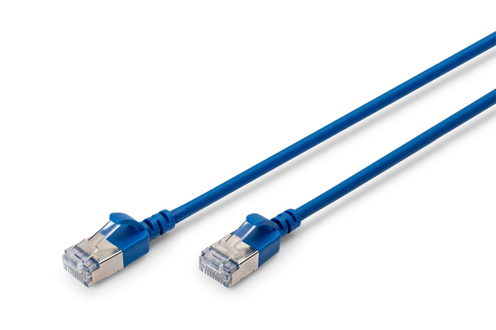 DIGITUS Cat.6A F/FTP LSZH 0,3m kék slim patch kábel