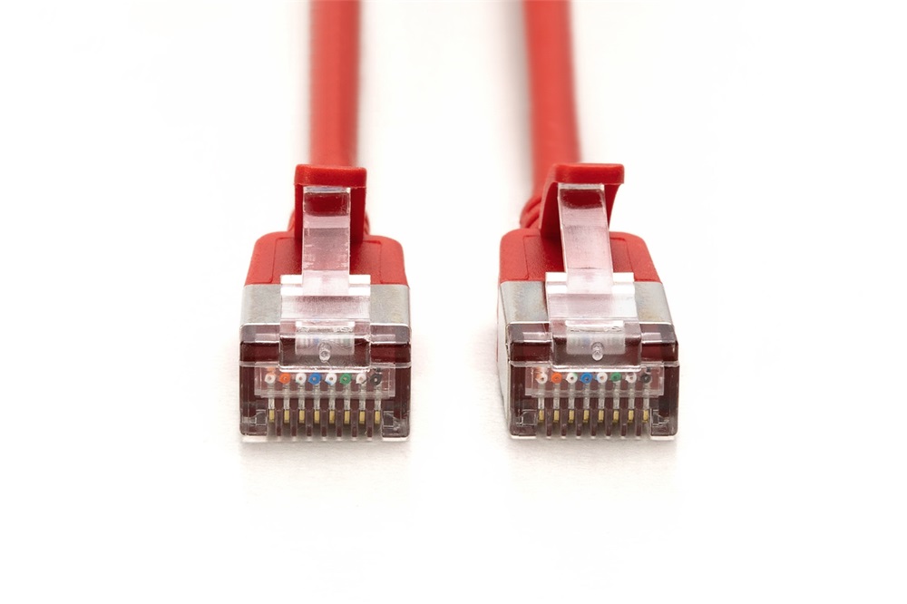 DIGITUS Cat.6A F/FTP LSZH 0,3m piros slim patch kábel