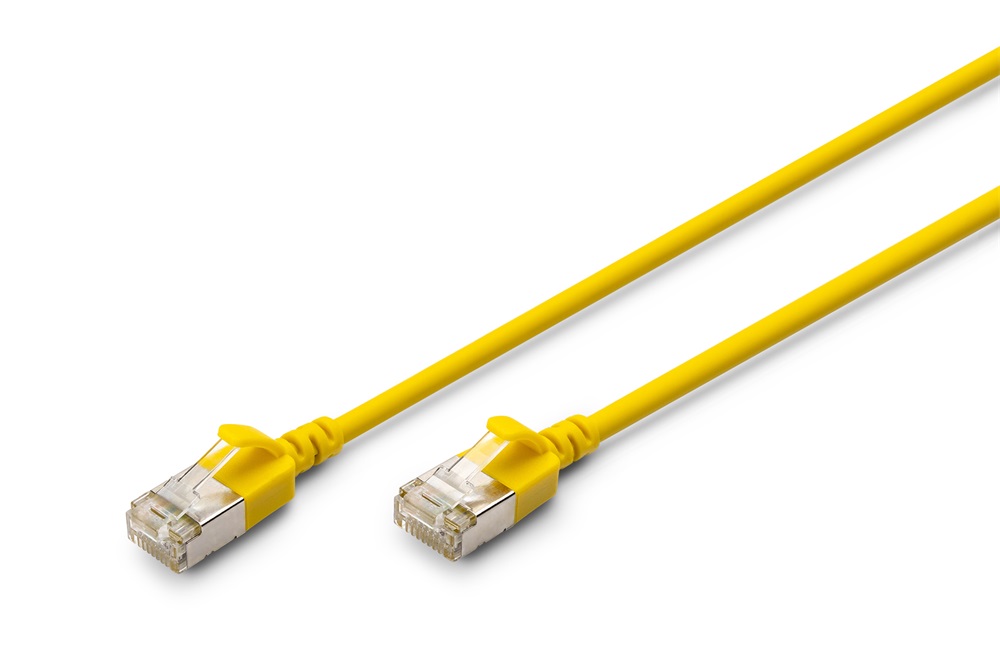 DIGITUS Cat.6A F/FTP LSZH 0,3m sárga slim patch kábel
