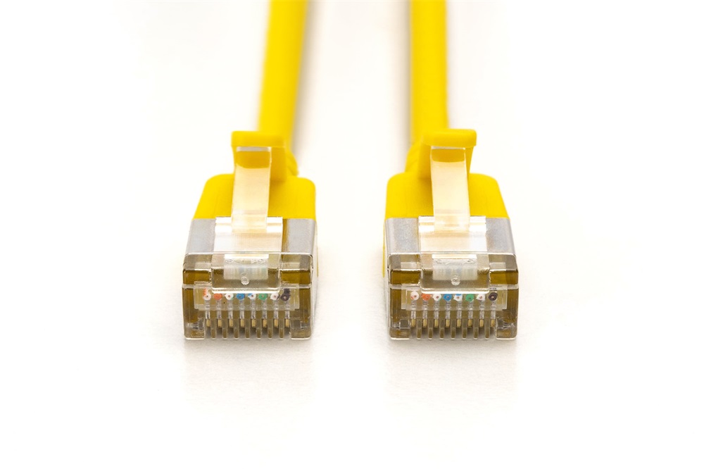 DIGITUS Cat.6A F/FTP LSZH 0,3m sárga slim patch kábel