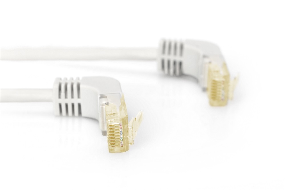 DIGITUS Cat.6A F/FTP LSZH 10m szürke 90 fokos patch kábel