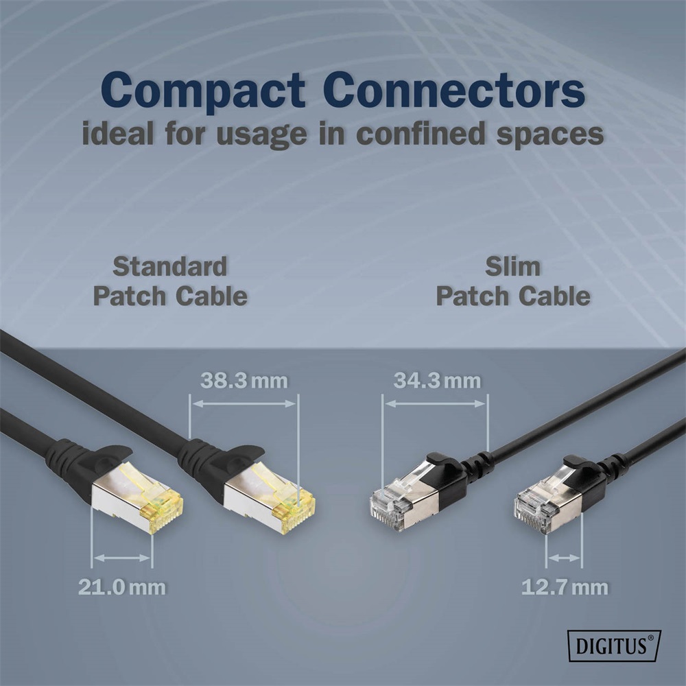 DIGITUS Cat.6A F/FTP LSZH 1m fekete slim patch kábel