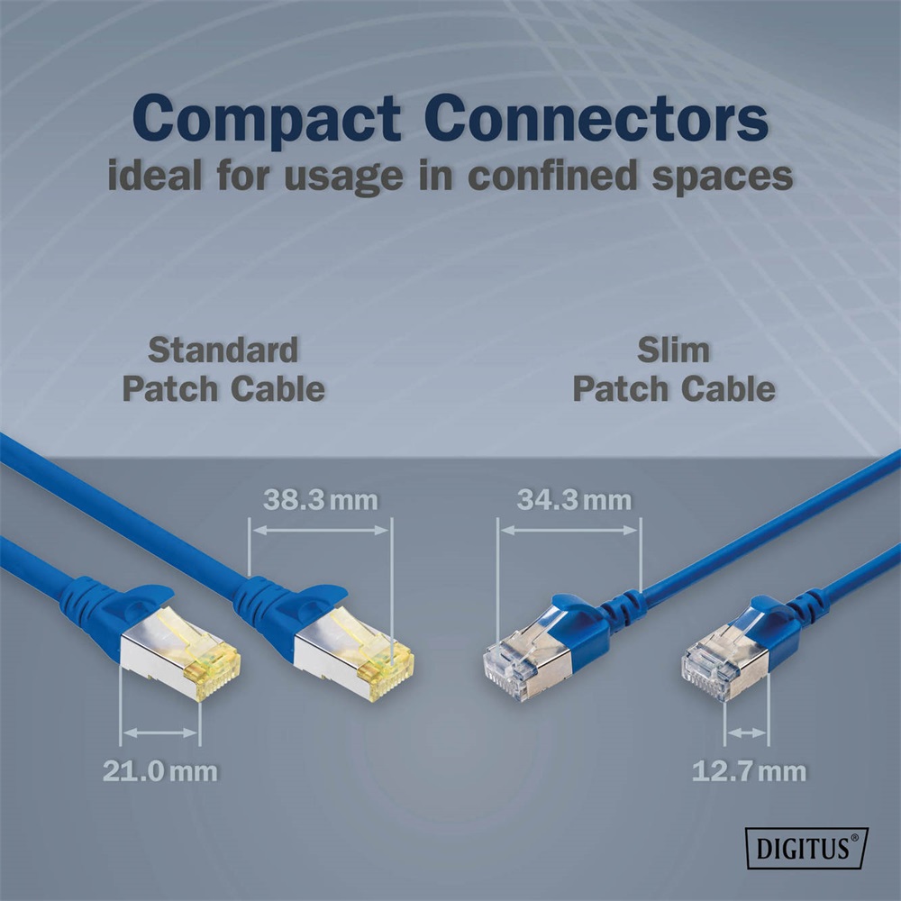 DIGITUS Cat.6A F/FTP LSZH 1m kék slim patch kábel