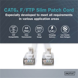DIGITUS Cat.6A F/FTP LSZH 3m szürke slim patch kábel