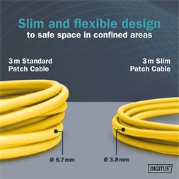DIGITUS Cat.6A F/FTP LSZH 5m sárga slim patch kábel