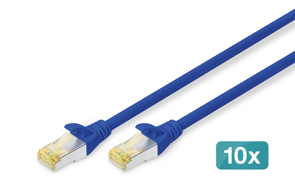 DIGITUS Cat.6A S/FTP LSZH 0,25m kék patch kábel (10db/csomag)