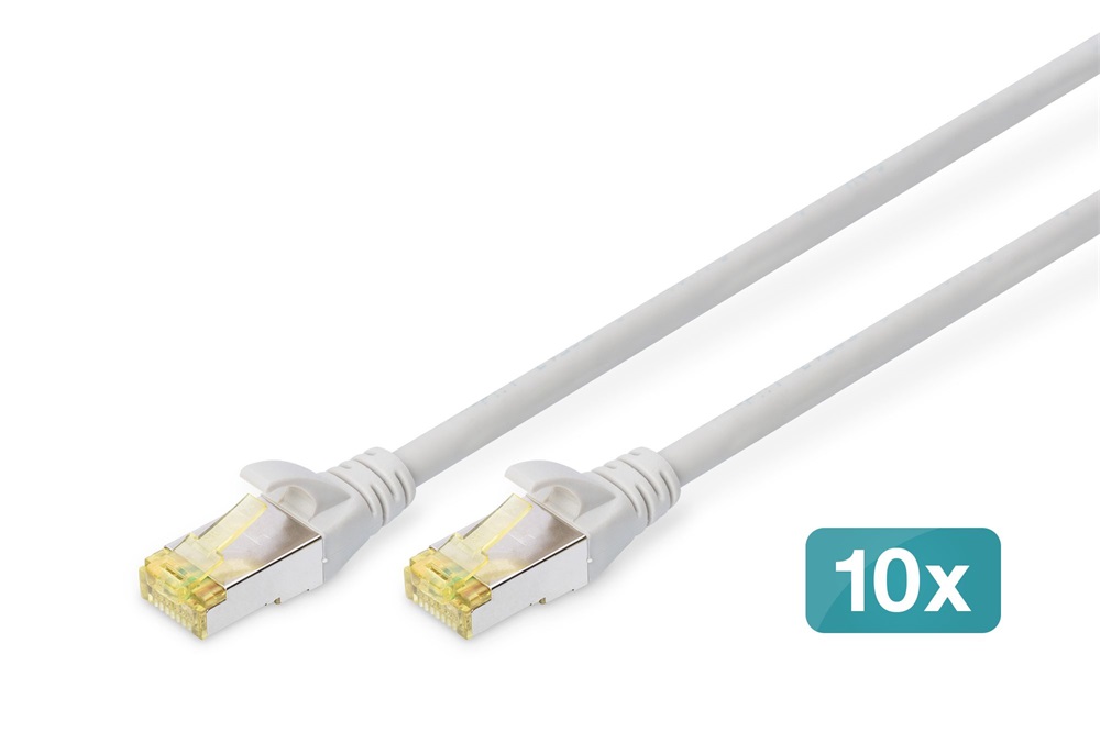 DIGITUS Cat.6A S/FTP LSZH 0,25m szürke patch kábel (10db/csomag)