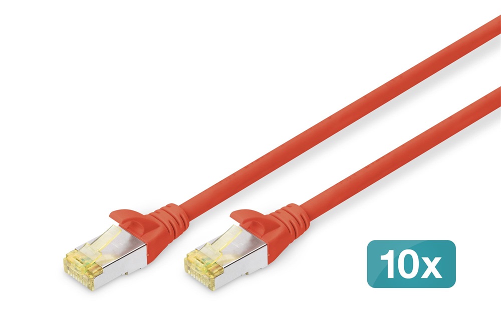 DIGITUS Cat.6A S/FTP LSZH 3m piros patch kábel (10db/csomag)