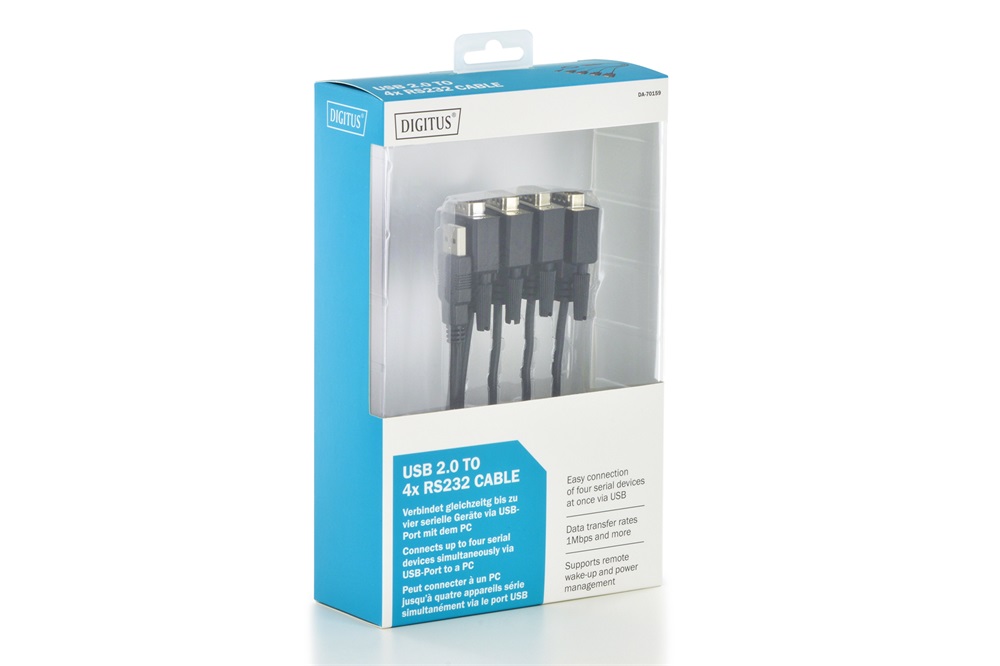 DIGITUS DA-70159 USB 2.0 4x RS232 1,5 m kábel