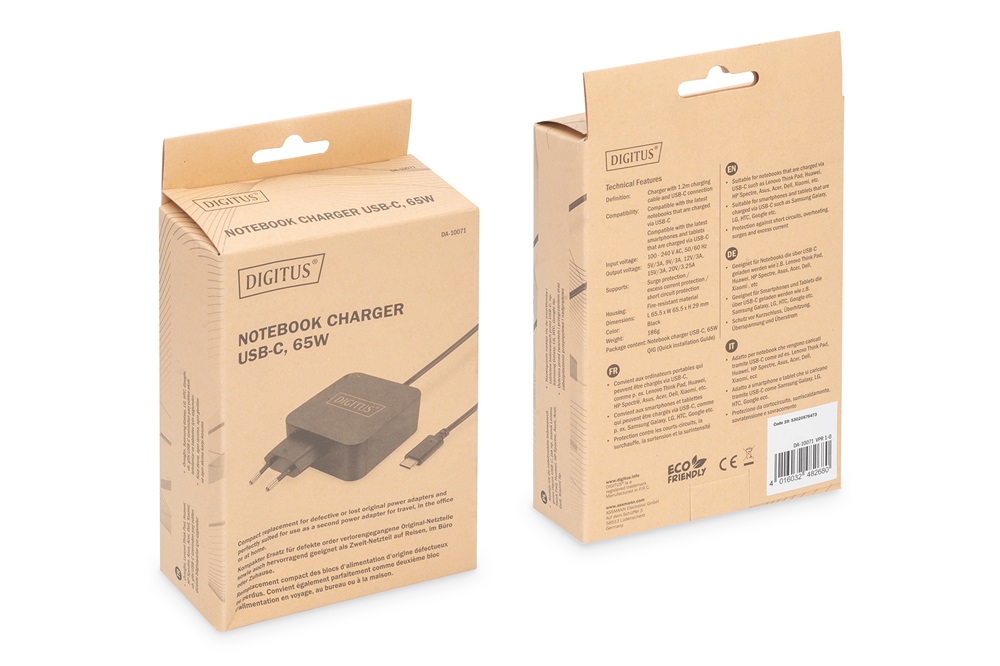 DIGITUS DA-10071 65W univerzális notebook/okostelefon/tablet töltő